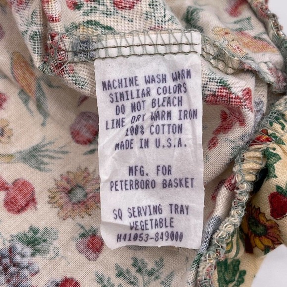 Vegetable Pattern Fabric Liner and Wrap for Peterboro Basket Square Serving Tray - Picture 3 of 7